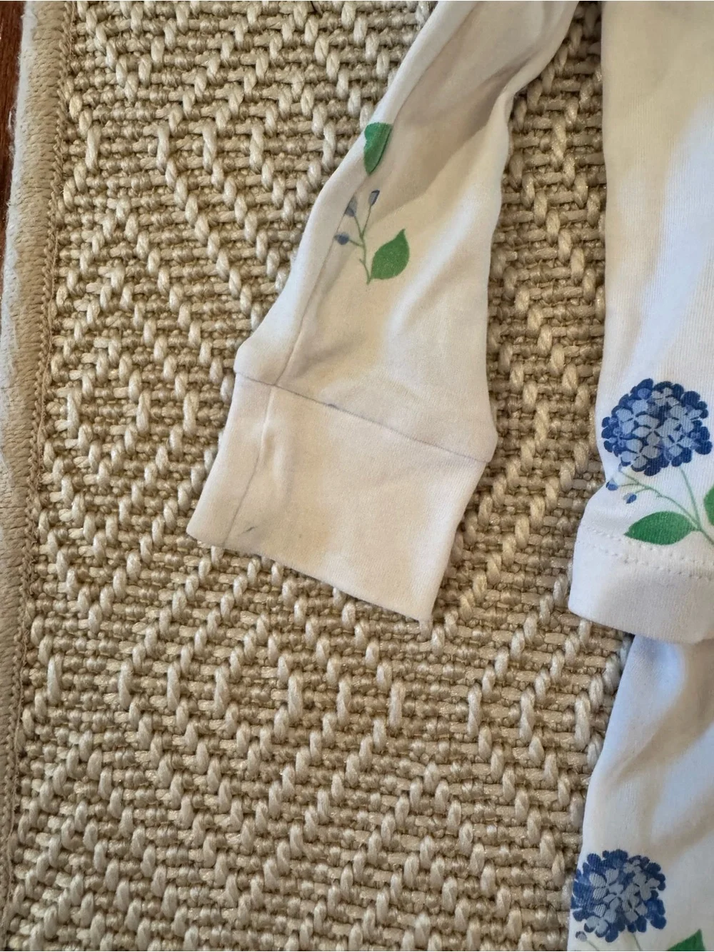 Little English Floral Long Sleeve Pajama Set in White and Blue